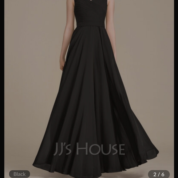 A-Line/Princess Off-the-Shoulder Floor-Length Chif - Picture 9 of 13